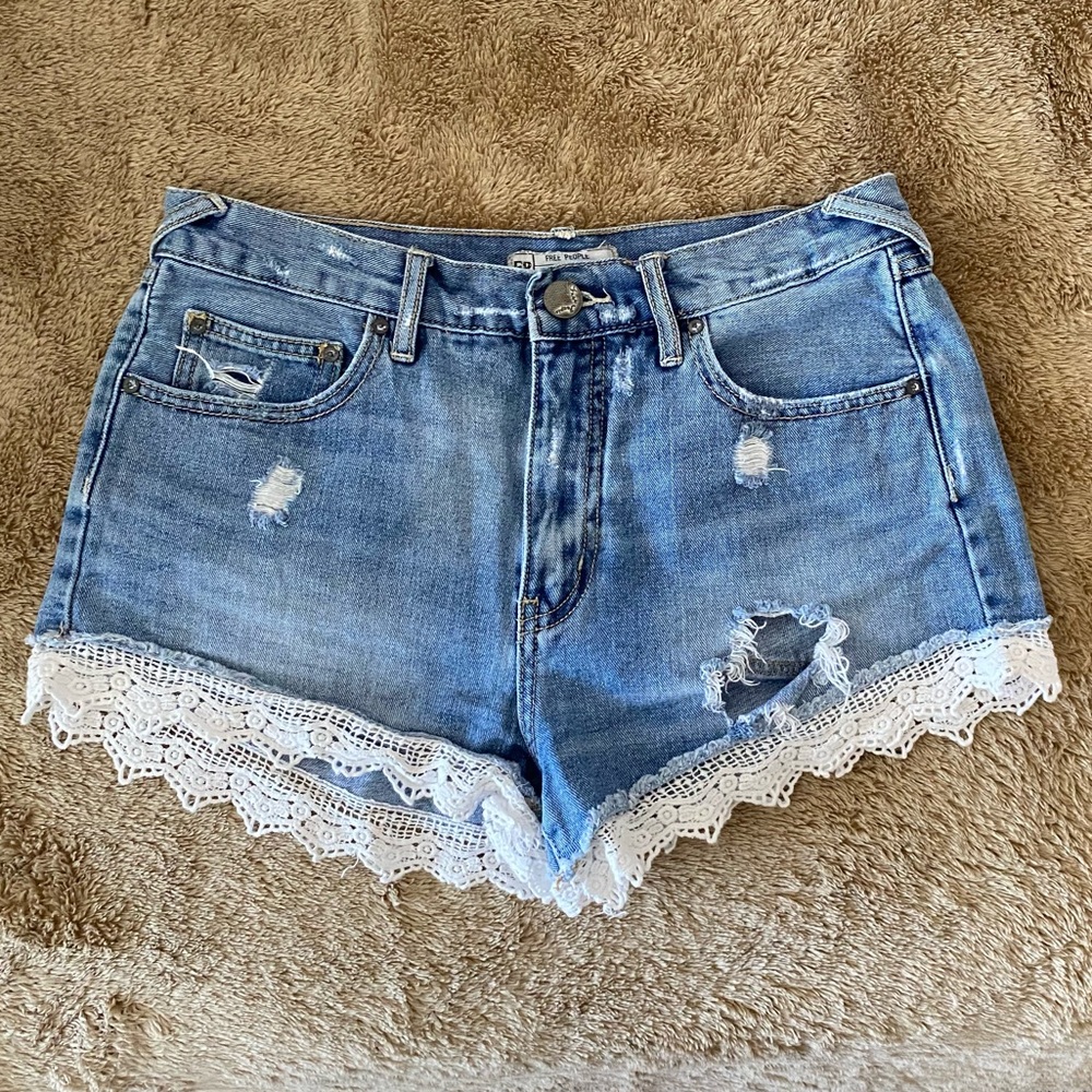 Free People Denim Lace Shorts, Size 28